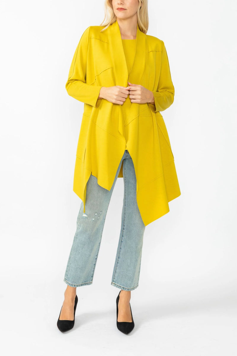 IC Collection Mustard Intricate Line Asymmetrical Jacket 4751J