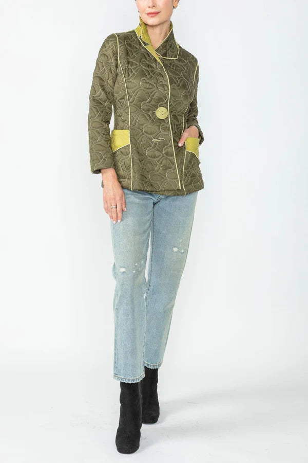 IC Collection Jacket 4790J Charcoal and Caramel, Olive and Lime