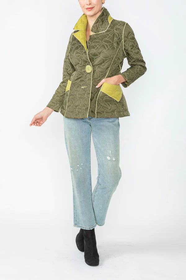 IC Collection Jacket 4790J Charcoal and Caramel, Olive and Lime