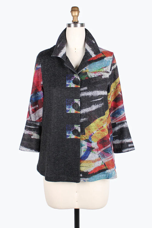 Damee Abstract Painting Button patch jacket 4830-GRY