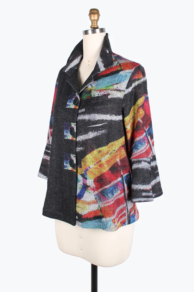 Damee Colorful Stripe Button Patch Jacket 4833-mlt