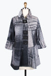 Damee Abstract Art Button Patch Coat 4843-Gry