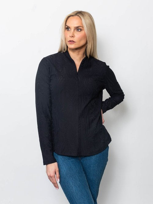 Snoskins Swirl Sport Jacquard Funnel Neck Zip top 48681-F25