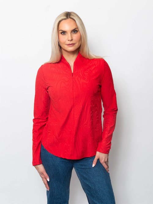 Snoskins Swirl Sport Jacquard Funnel Neck Zip top 48681-F25