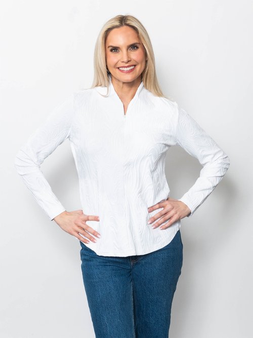 Snoskins Swirl Sport Jacquard Funnel Neck Zip top 48681-F25