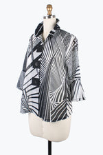 Damee Abstract Pattern Button Patch Jacket 4878-BLK