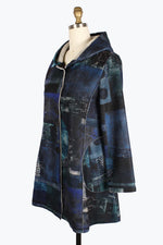 Damee Oil Painting Hooded Coat 4904-BLU F24