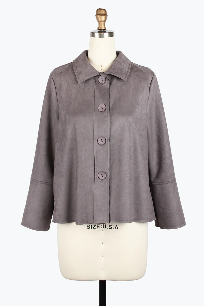 Damee Microsuede Bell Sleeve Jacket 4977-GRY F25