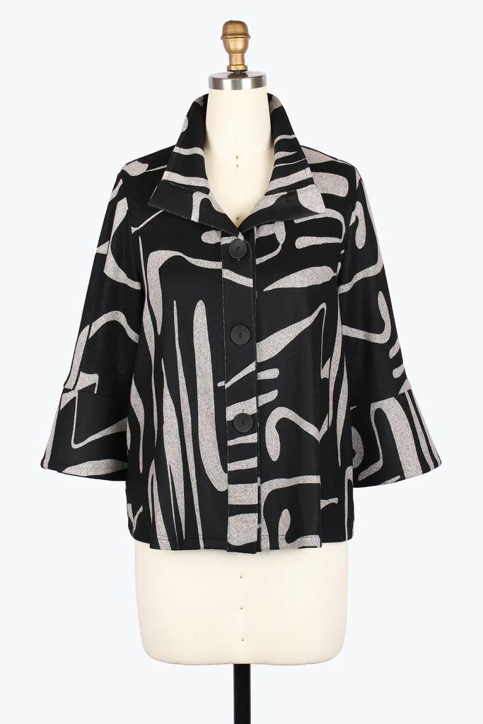Damee Abstract Print Jacket 4998-Blk F25