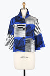 Damee Stripes & Pen Art Cropped Jacket 5007-Blu, Red F25