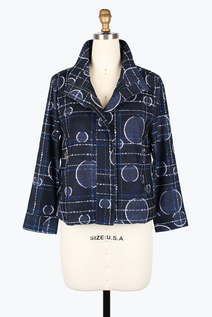 Damee Dots & Lines Miro-Cord Biker Jacket 5019-Nvy F25