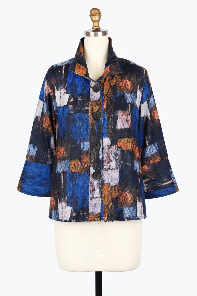 Damee Cable Knit Print Jacket 5027-Blu F25