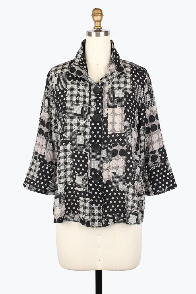 Damee Multi-Dot Print Seersucker Jacket 5028-BlkF25