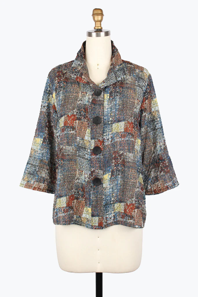 Damee 5032-MLT  PATCHWORK PRINT SEERSUCKER JKT F25