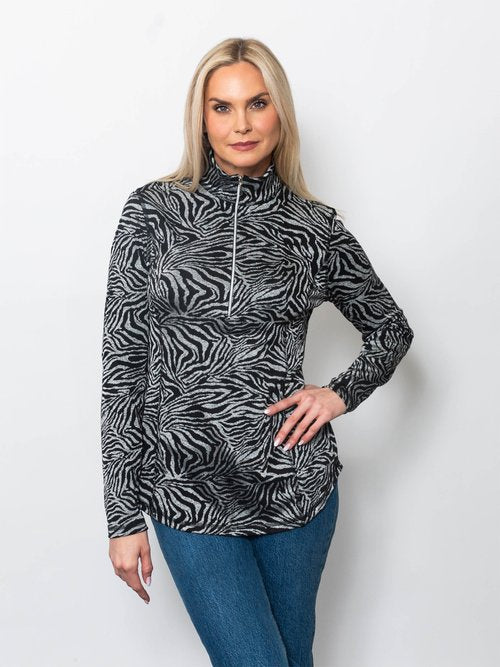 Snoskins zebra  Jacquard Zip Neck 52623-F25