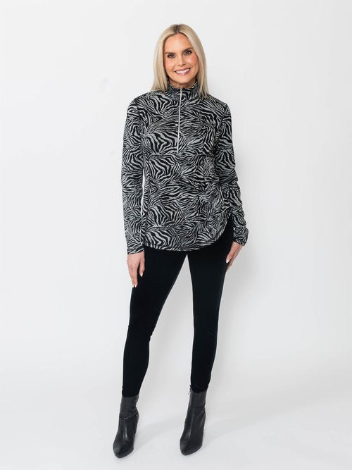 Snoskins zebra  Jacquard Zip Neck 52623-F25