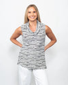 Snoskins Twisted Stripe Sweater Knit Cowl Neck Sleeveless Top 53657-26