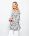 Snoskins Twisted Stripe Sweater Knit Ballet Neck Top 53738-26