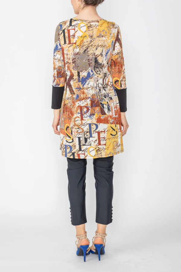IC Collection Graffiti Tunic Dress W/ Pocket Style 5380T