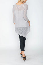 IC Collection Gray Drape Pocket Mesh Tunic Top Style 5483T