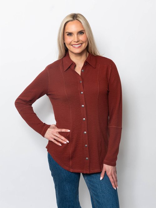 Snoskins Seersucker Henley Top with matching thread 55691-F25