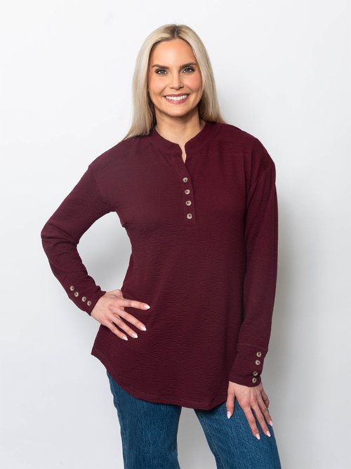 Snoskins Seersucker Henley Top with matching thread 55691-F25