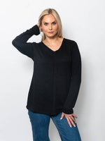 Snoskins Seersucker V-neck top with contrast thread 66694-F25
