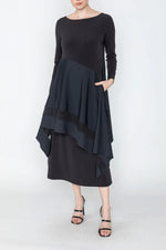 IC Collection BOAT NECK ASYMMETRICAL LAYER MIX DRESS Style 5610D