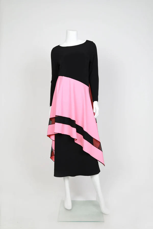 IC Collection BOAT NECK ASYMMETRICAL LAYER MIX DRESS Style 5610D IBHANA IC Collection BOAT NECK ASYMMETRICAL LAYER MIX DRESS Style 5610D IBHANA