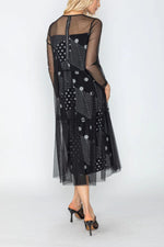 IC Layers Shirring Mesh & Print Combination Dress Style 5627D