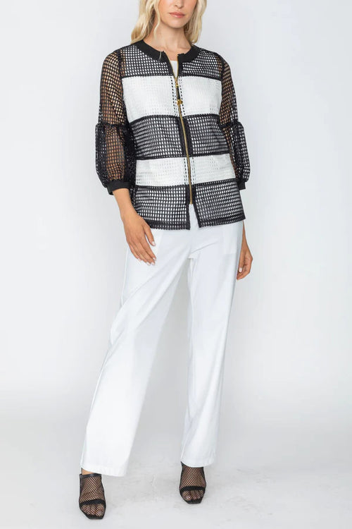 IC Collection SQUARE MESH ZIPPER JACKET Style 5698J