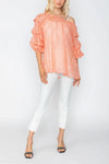 IC Collection Peach Tuck Sleeve Tunic W/ Lining Style 5727T