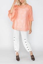 IC Collection Peach Ruffle Detail Reglan Top Style 5734T