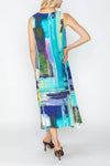 IC Collection SQAURE NECK DRESS W/ ABSTRACT PRINT Style 5783D