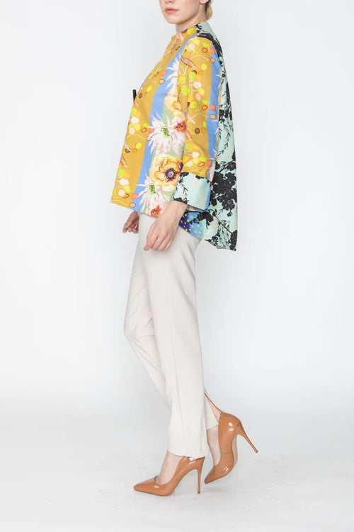 IC Collection ONE BUTTON JACKET W/ FLORAL PATTERN Style 5784J