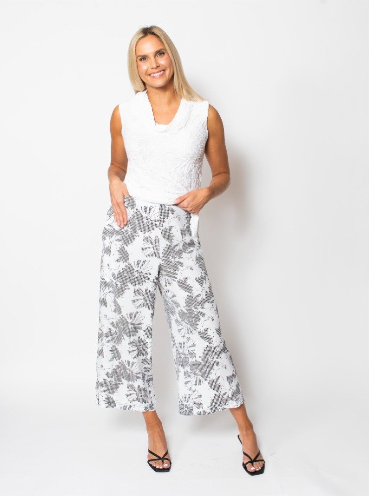 Snoskins Printed Floral Gingham Wide Leg Pant 59667-25S