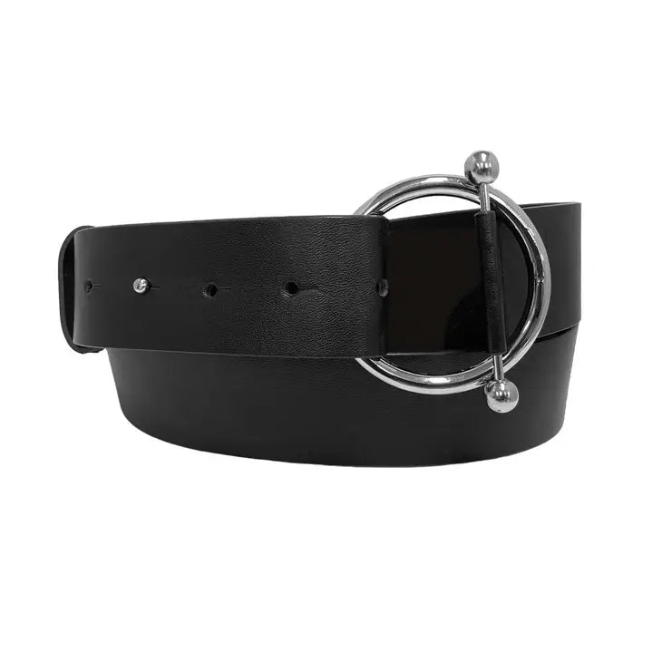 The Fitting Belt Co. CAMELLIA - Women's Black Genuine Leather Ring Belt