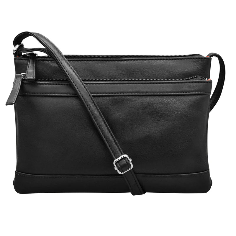 ILI New York Double Zip Haircalf Crossbody Bag Style 6028