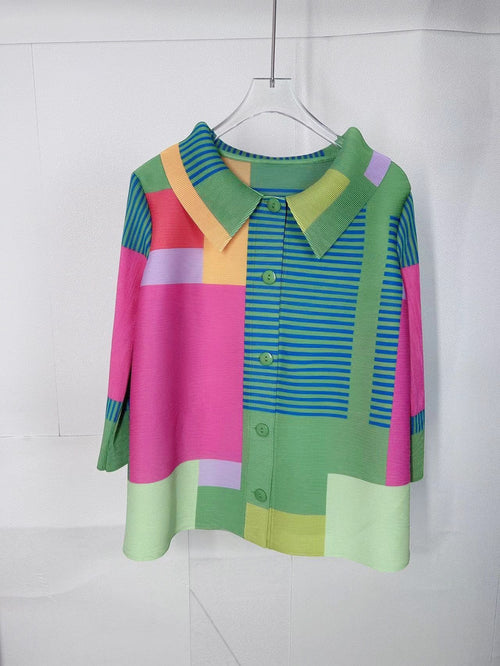 Vanite Button Up Top 62404 Black Multi,Pink Multi,