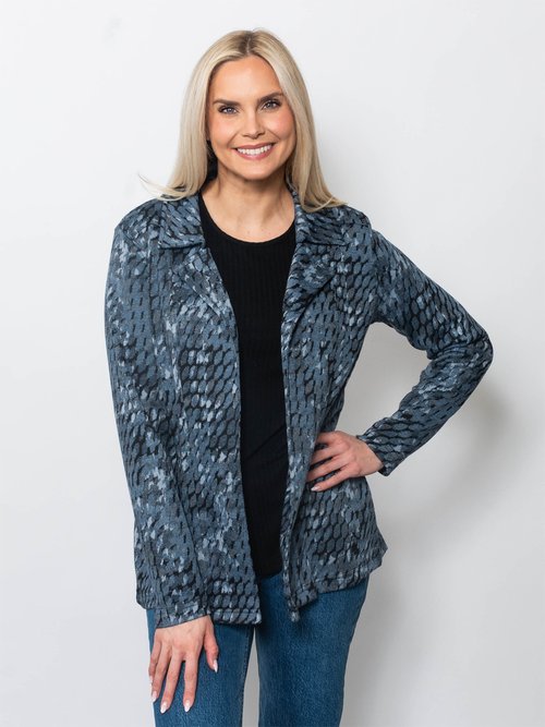 Snoskins Double Knit Jaquard Open Front Blazer 62712-F25