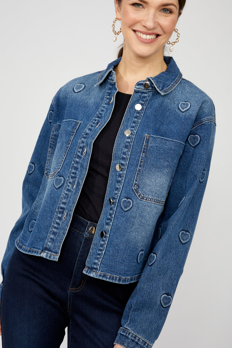 Frank Lyman Embroidered Denim Button Shirt Style 253708 F25