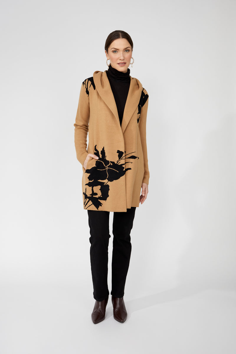Frank Lyman Floral Hooded Cardigan Style 253804 F25