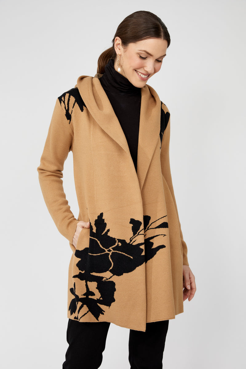 Frank Lyman Floral Hooded Cardigan Style 253804 F25