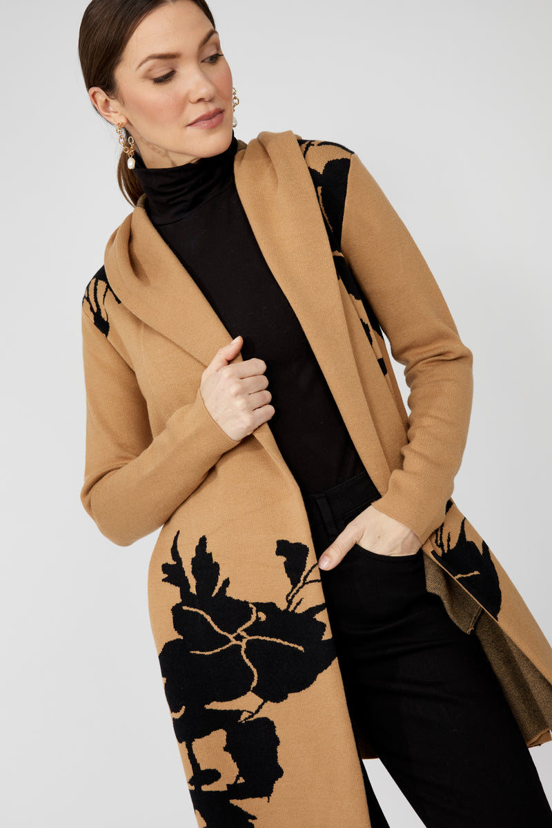 Frank Lyman Floral Hooded Cardigan Style 253804 F25