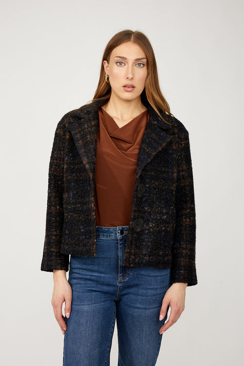 Frank Lyman Jacket Plaid Collared Long Sleeve Style 254361 F25