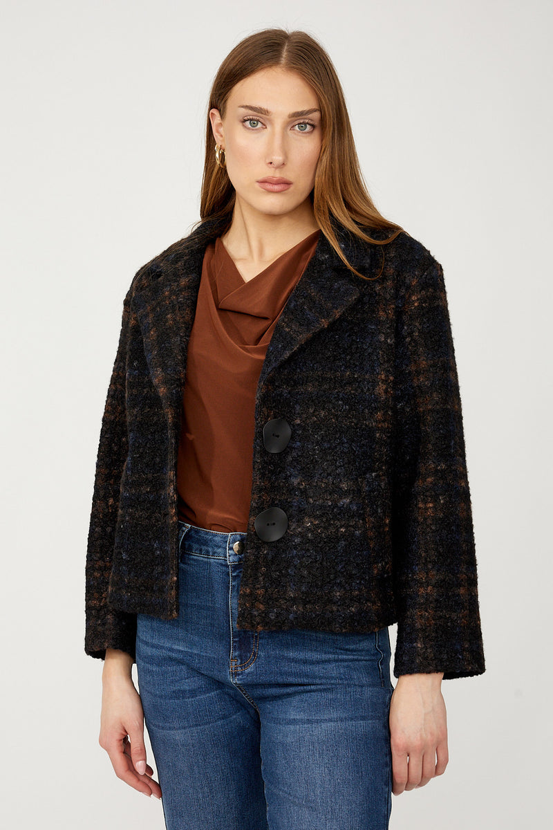 Frank Lyman Jacket Plaid Collared Long Sleeve Style 254361 F25