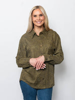 Snoskins Embroidered Suede Button Shirt 64685-F25