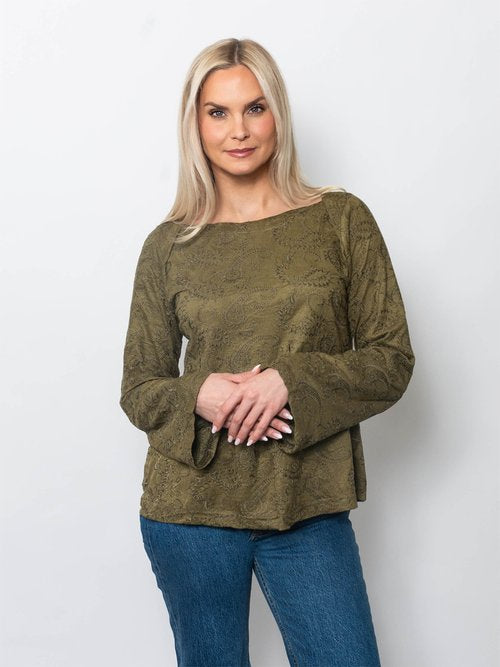 Snoskins Embroidered Suede Scoop Neck Top  64687-F25