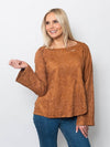 Snoskins Embroidered Suede Scoop Neck Top  64687-F25