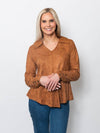 Snoskins Embroidered Suede Johnny Collar Top 64688-F25